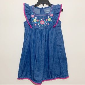 Healthtex chambray dress with pompom hems